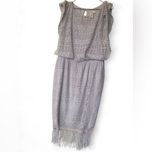 Emma & Michele Light Gray Crochet Dress